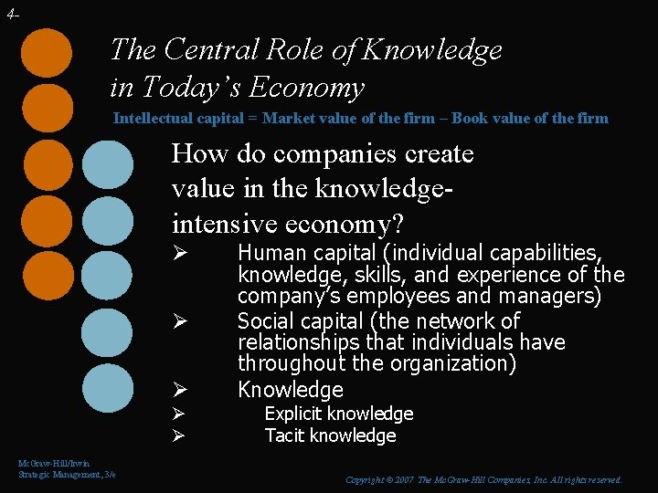 4 - The Central Role of Knowledge in Today’s Economy Intellectual capital = Market