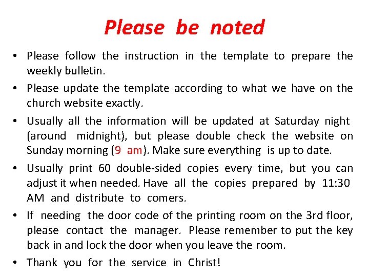 Please be noted • Please follow the instruction in the template to prepare the