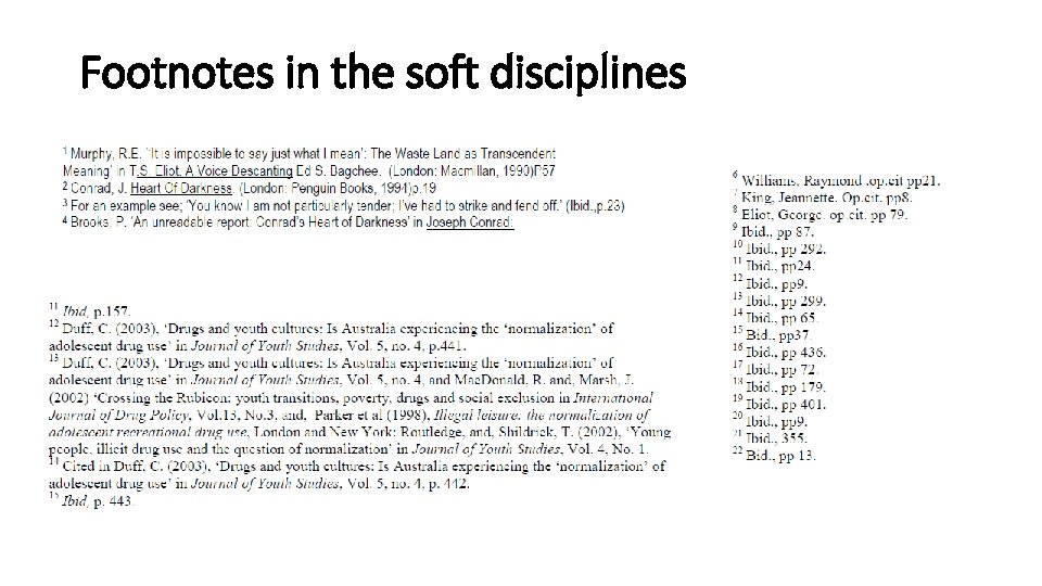 Footnotes in the soft disciplines 