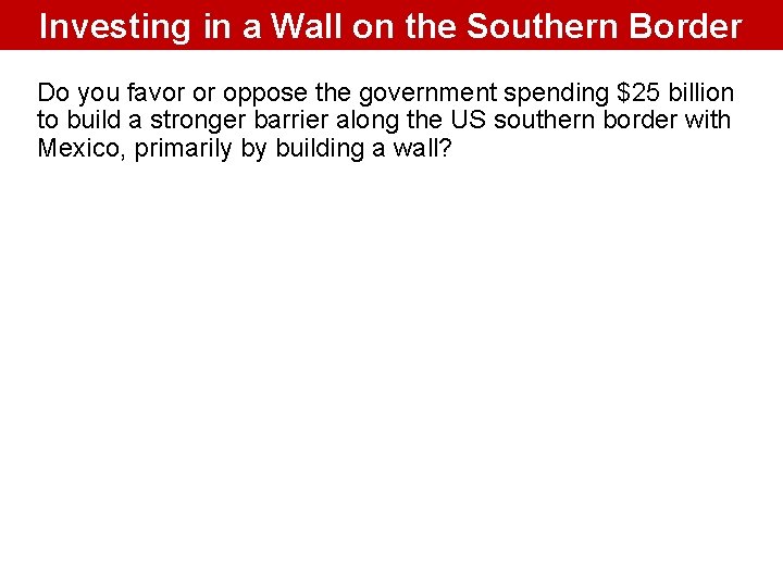Investing in a Wall on the Southern Border Do you favor or oppose the