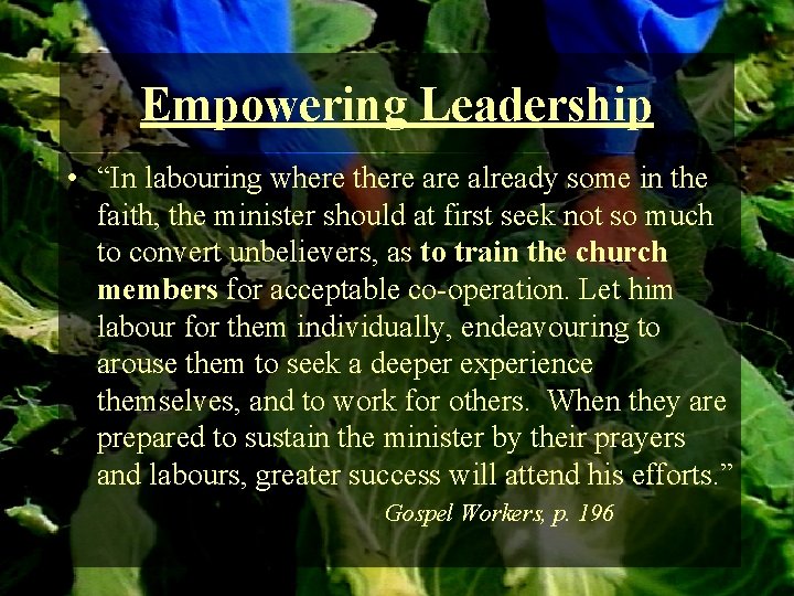 Empowering Leadership • “In labouring where there already some in the faith, the minister