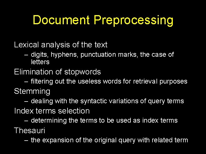 Text Operations Preprocessing and Compression Introduction Document ...
