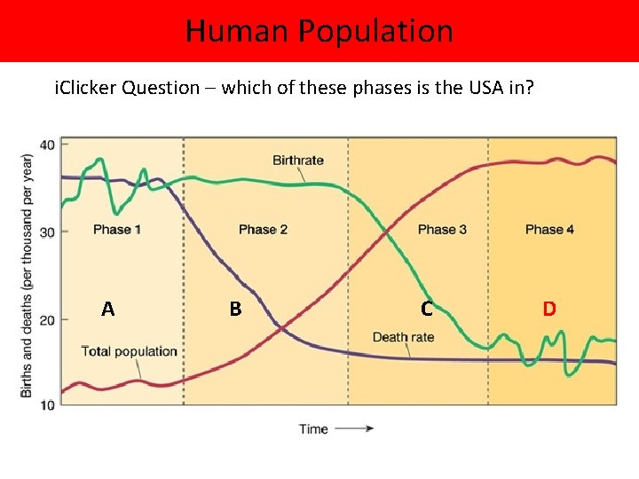 Human Population i. Clicker Question – which of these phases is the USA in?
