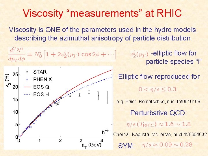 Viscosity “measurements” at RHIC Viscosity is ONE of the parameters used in the hydro