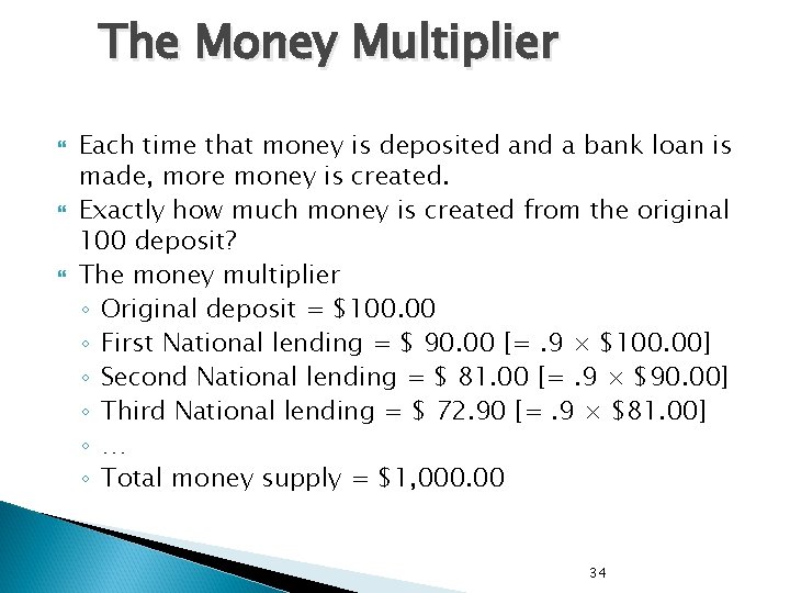 The Money Multiplier Each time that money is deposited and a bank loan is The Money Multiplier Each time that money is deposited and a bank loan is