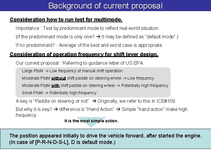 Background of current proposal Consideration how to run test for multimode. Importance : Test