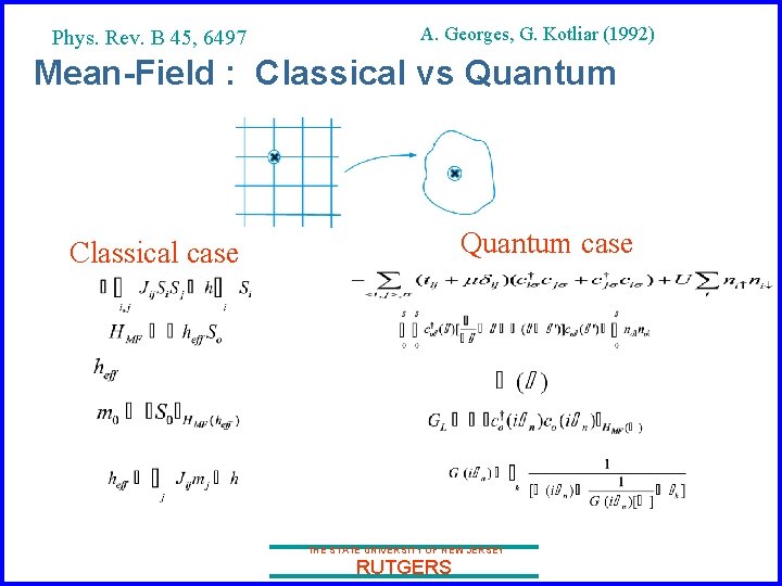 Phys. Rev. B 45, 6497 A. Georges, G. Kotliar (1992) Mean-Field : Classical vs