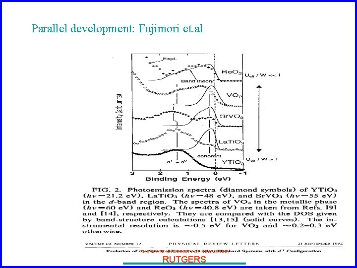 Parallel development: Fujimori et. al THE STATE UNIVERSITY OF NEW JERSEY RUTGERS 