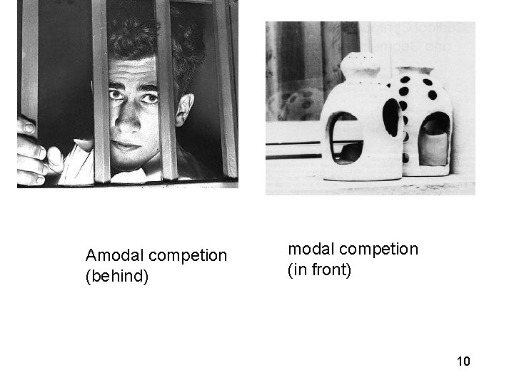 Amodal competion (behind) modal competion (in front) 10 