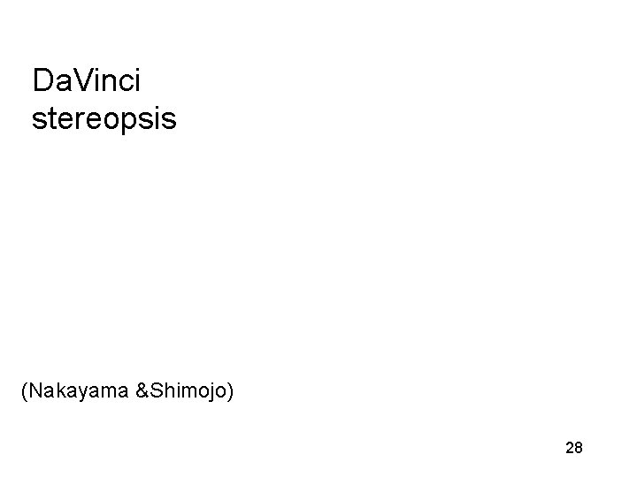 Da. Vinci stereopsis (Nakayama &Shimojo) 28 