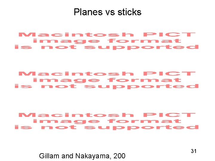 Planes vs sticks Gillam and Nakayama, 200 31 