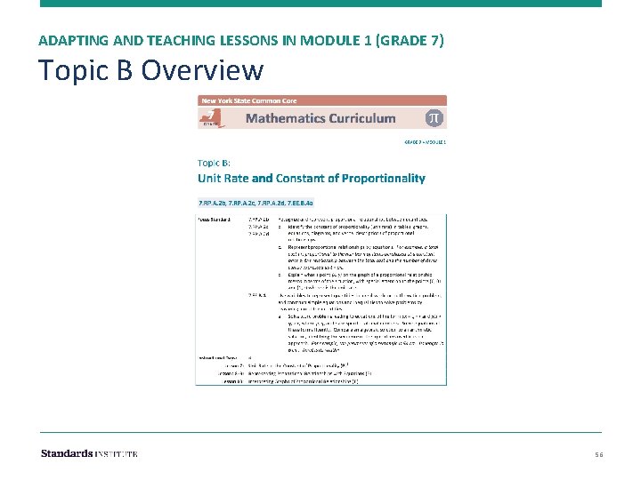 ADAPTING AND TEACHING LESSONS IN MODULE 1 (GRADE 7) Topic B Overview 56 