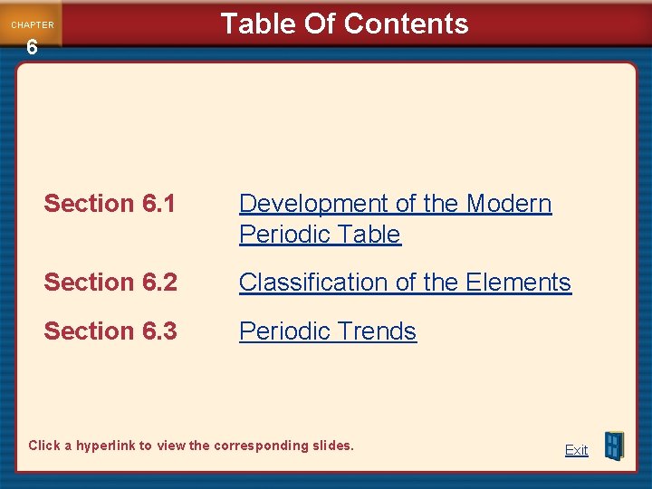 CHAPTER 6 Table Of Contents Section 6. 1 Development of the Modern Periodic Table