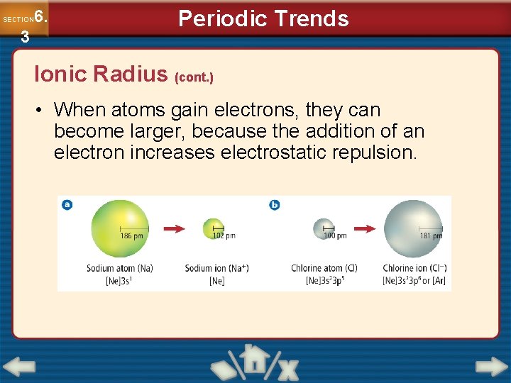 6. SECTION 3 Periodic Trends Ionic Radius (cont. ) • When atoms gain electrons,