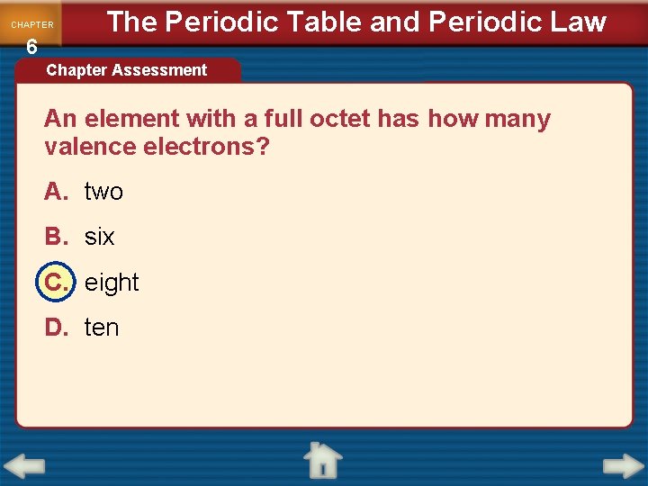 CHAPTER 6 The Periodic Table and Periodic Law Chapter Assessment An element with a