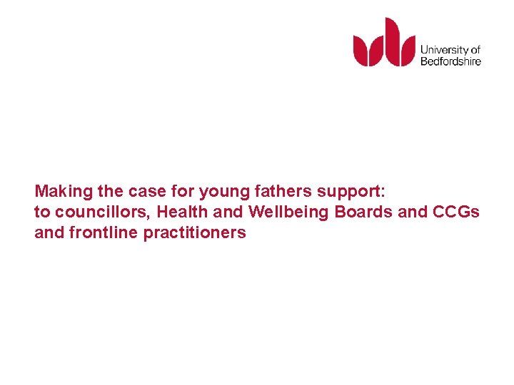 Making the case for young fathers support: to councillors, Health and Wellbeing Boards and