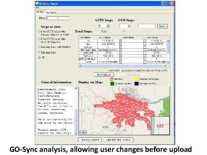 GO-Sync analysis, allowing user changes before upload 