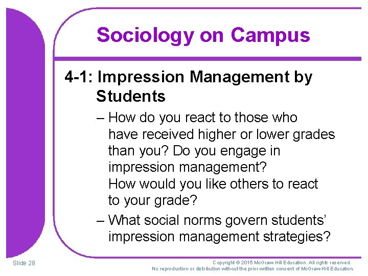 Sociology on Campus 4 -1: Impression Management by Students – How do you react Sociology on Campus 4 -1: Impression Management by Students – How do you react