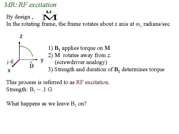 MR: RF excitation By design , In the rotating frame, the frame rotates about