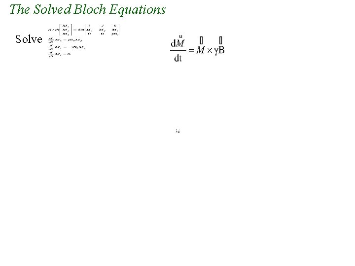 The Solved Bloch Equations Solve 