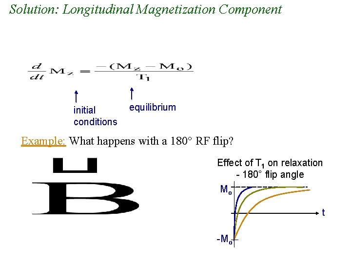 Solution: Longitudinal Magnetization Component initial conditions equilibrium Example: What happens with a 180° RF