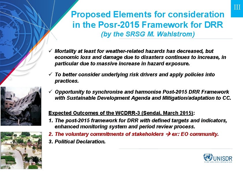 Proposed Elements for consideration in the Posr-2015 Framework for DRR (by the SRSG M.