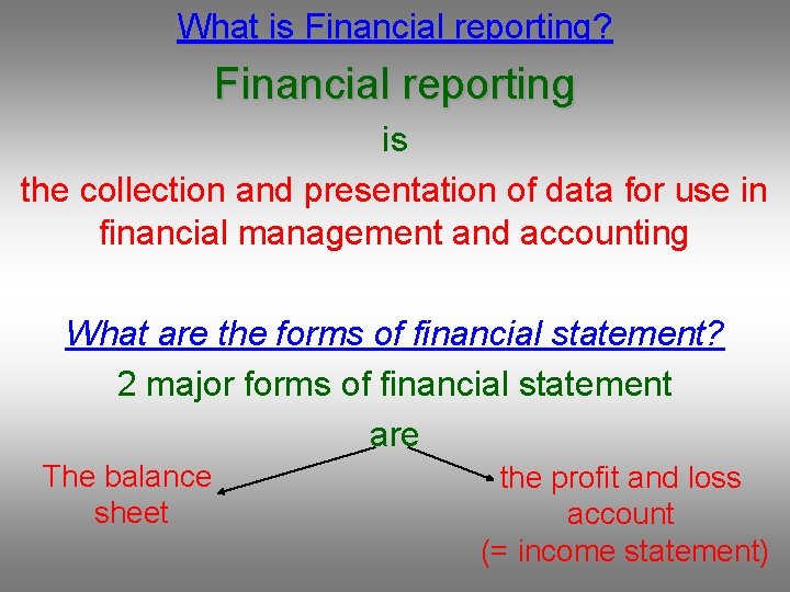 What is Financial reporting? Financial reporting is the collection and presentation of data for