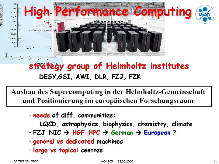High Performance Computing strategy group of Helmholtz institutes DESY, GSI, AWI, DLR, FZJ, FZK