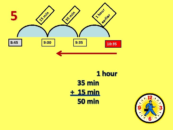 8: 45 r 9: 00 ea r lie r ou 1 h in 35