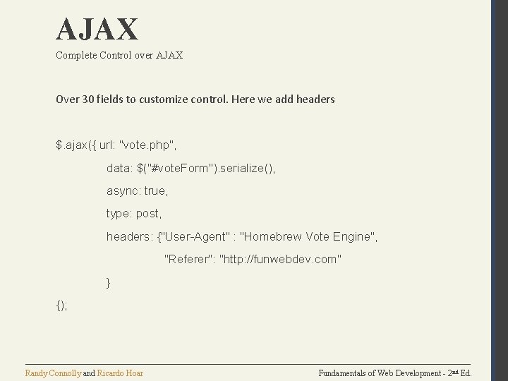 AJAX Complete Control over AJAX Over 30 fields to customize control. Here we add