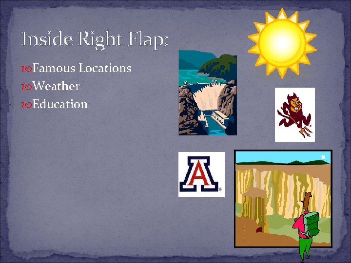 Inside Right Flap: Famous Locations Weather Education 