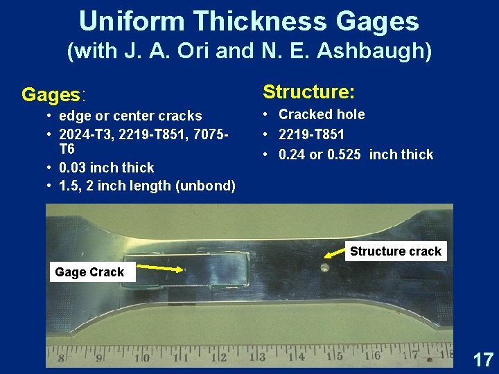 Uniform Thickness Gages (with J. A. Ori and N. E. Ashbaugh) Gages: • edge