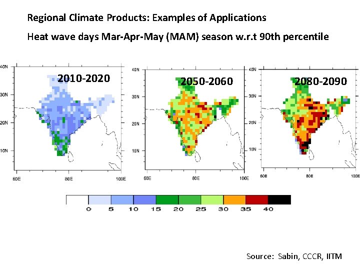 Regional Climate Products: Examples of Applications Heat wave days Mar-Apr-May (MAM) season w. r.