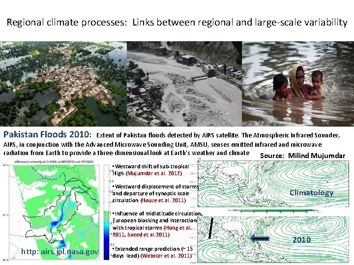 Regional climate processes: Links between regional and large-scale variability Pakistan Floods 2010: Extent of