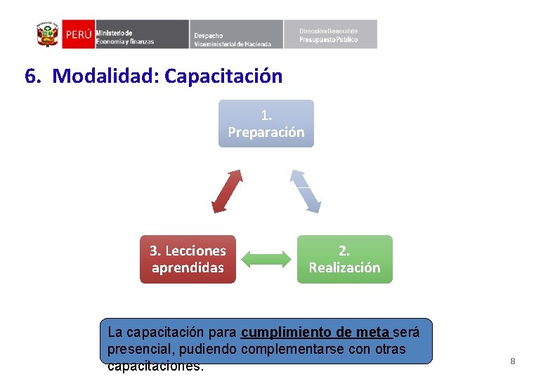 Ministerio de Economía y finanzas Viceministerio de Hacienda Dirección General de Presupuesto Público 6.