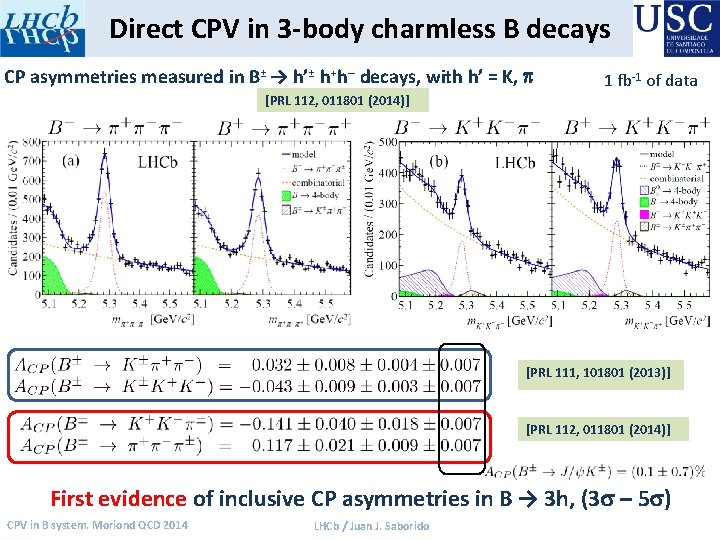 Direct CPV in 3 -body charmless B decays CP asymmetries measured in B± →