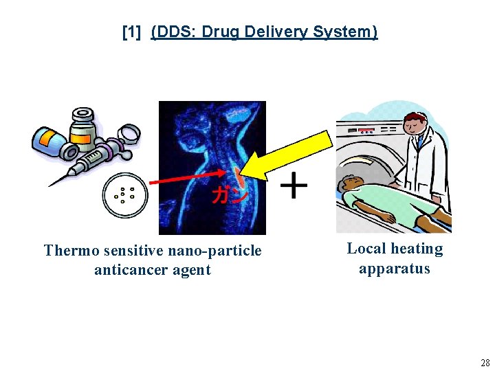 [1] (DDS: Drug Delivery System) Thermo sensitive nano-particle anticancer agent Local heating apparatus 28