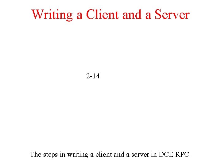 Writing a Client and a Server 2 -14 The steps in writing a client