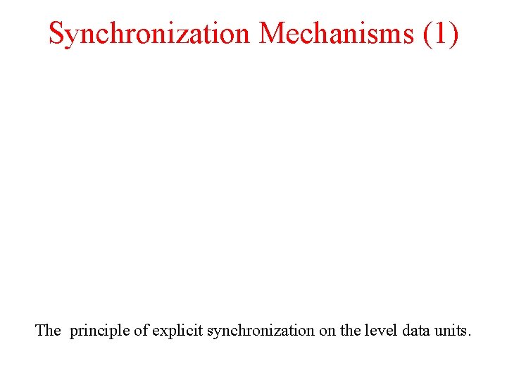 Synchronization Mechanisms (1) The principle of explicit synchronization on the level data units. 