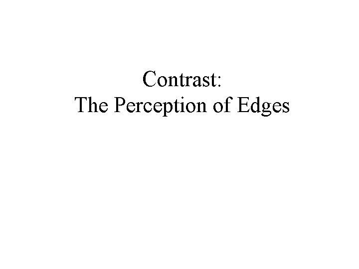 Contrast: The Perception of Edges 