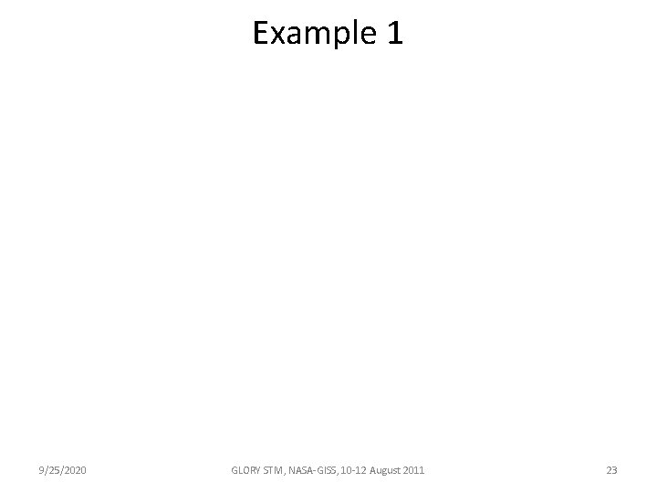 Example 1 9/25/2020 GLORY STM, NASA-GISS, 10 -12 August 2011 23 