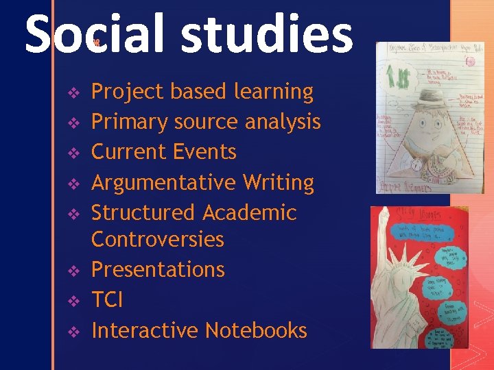 Social studies z v v v v Project based learning Primary source analysis Current