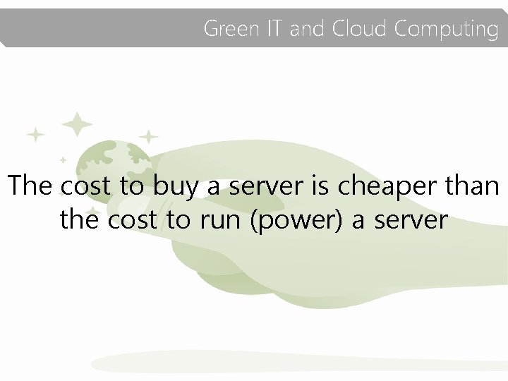 Green IT and Cloud Computing The cost to buy a server is cheaper than