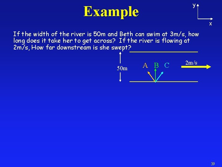 y Example x If the width of the river is 50 m and Beth