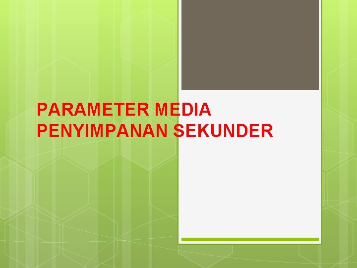 PARAMETER MEDIA PENYIMPANAN SEKUNDER 