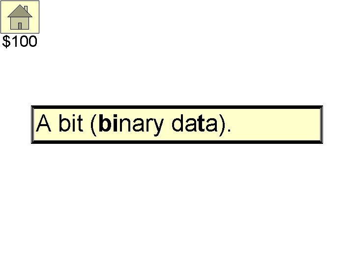$100 A bit (binary data). 