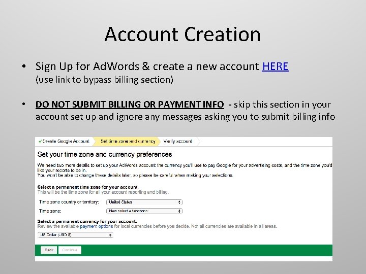 Account Creation • Sign Up for Ad. Words & create a new account HERE