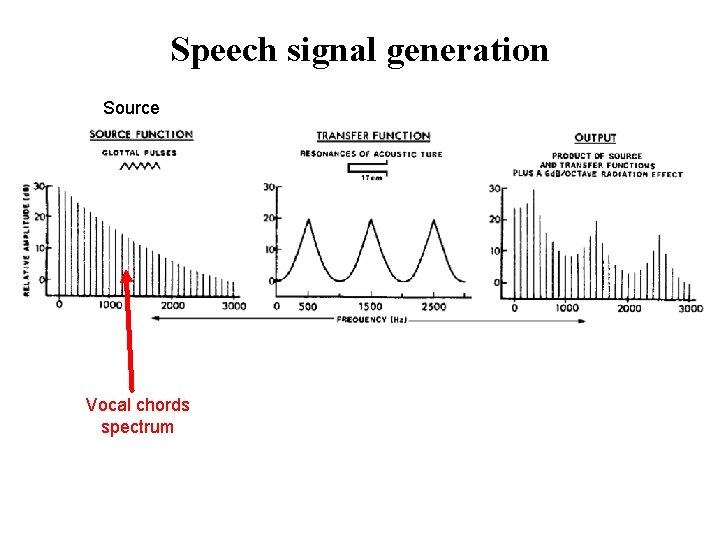 Speech signal generation Source Vocal chords spectrum 