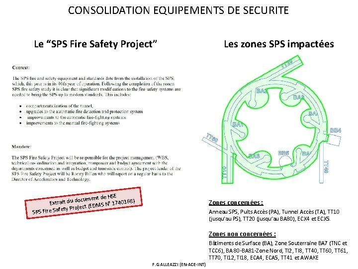 CONSOLIDATION EQUIPEMENTS DE SECURITE Le “SPS Fire Safety Project” e HSE ocument d 68)