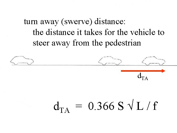 turn away (swerve) distance: the distance it takes for the vehicle to steer away